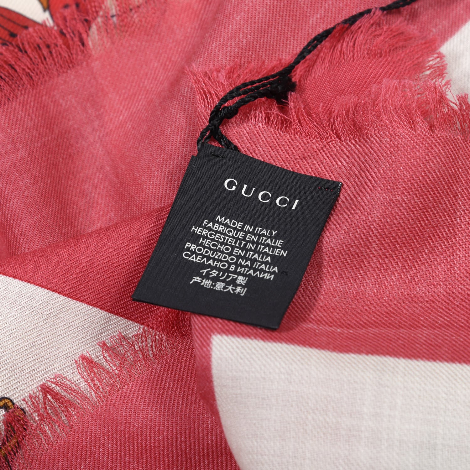 Gucci Silk Twill Flora Gothic Square Scarf Ivory Pink 3 of 4
