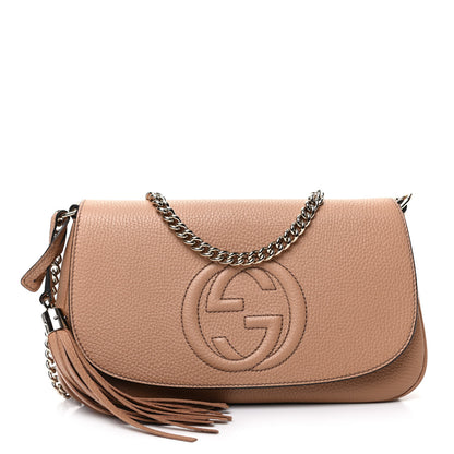 Gucci Pebbled Calfskin Medium Soho Flap Crossbody Camelia 1 of 10