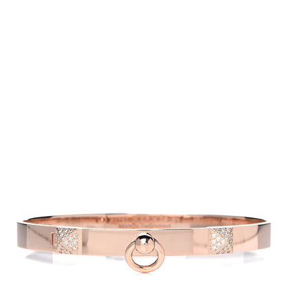 Hermes 18K Rose Gold Diamond PM Collier De Chien Bracelet SH 1 of 5