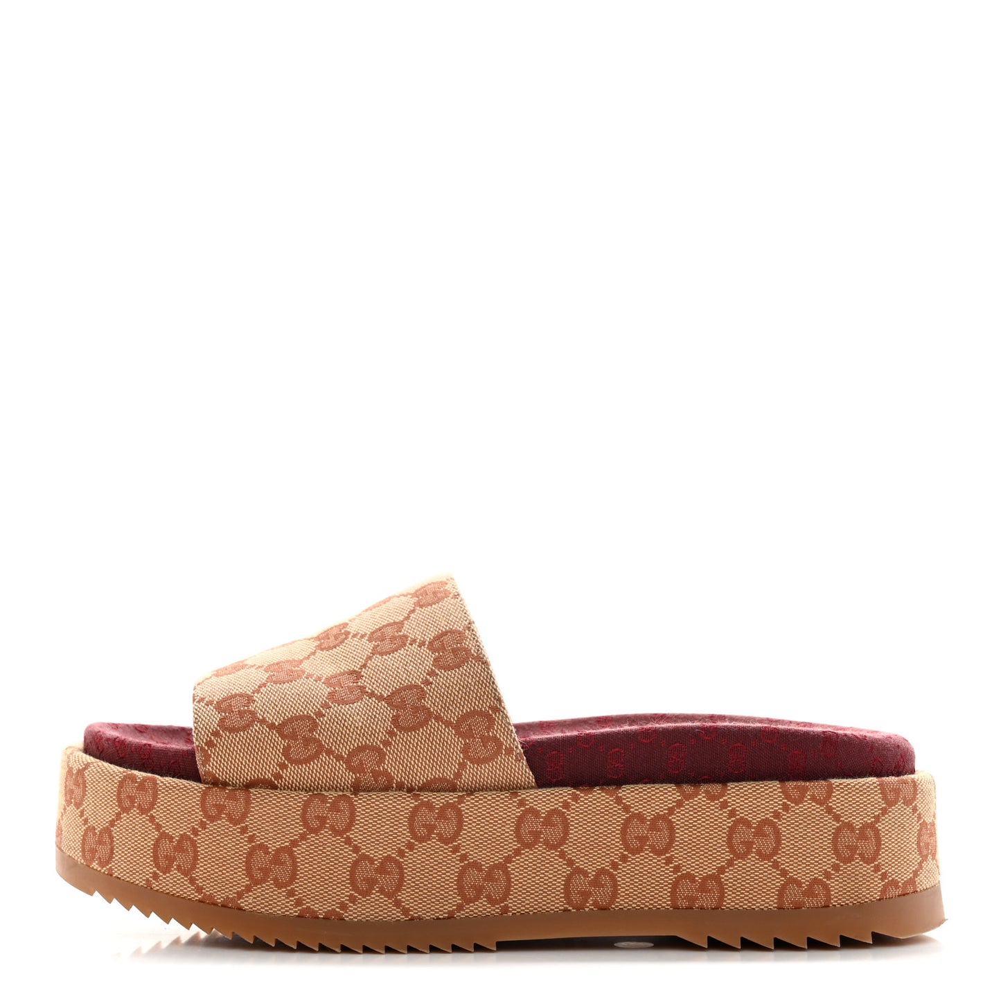 Canvas GG Monogram Angelina Platform Slide Sandals 38.5 Beige Ruggine