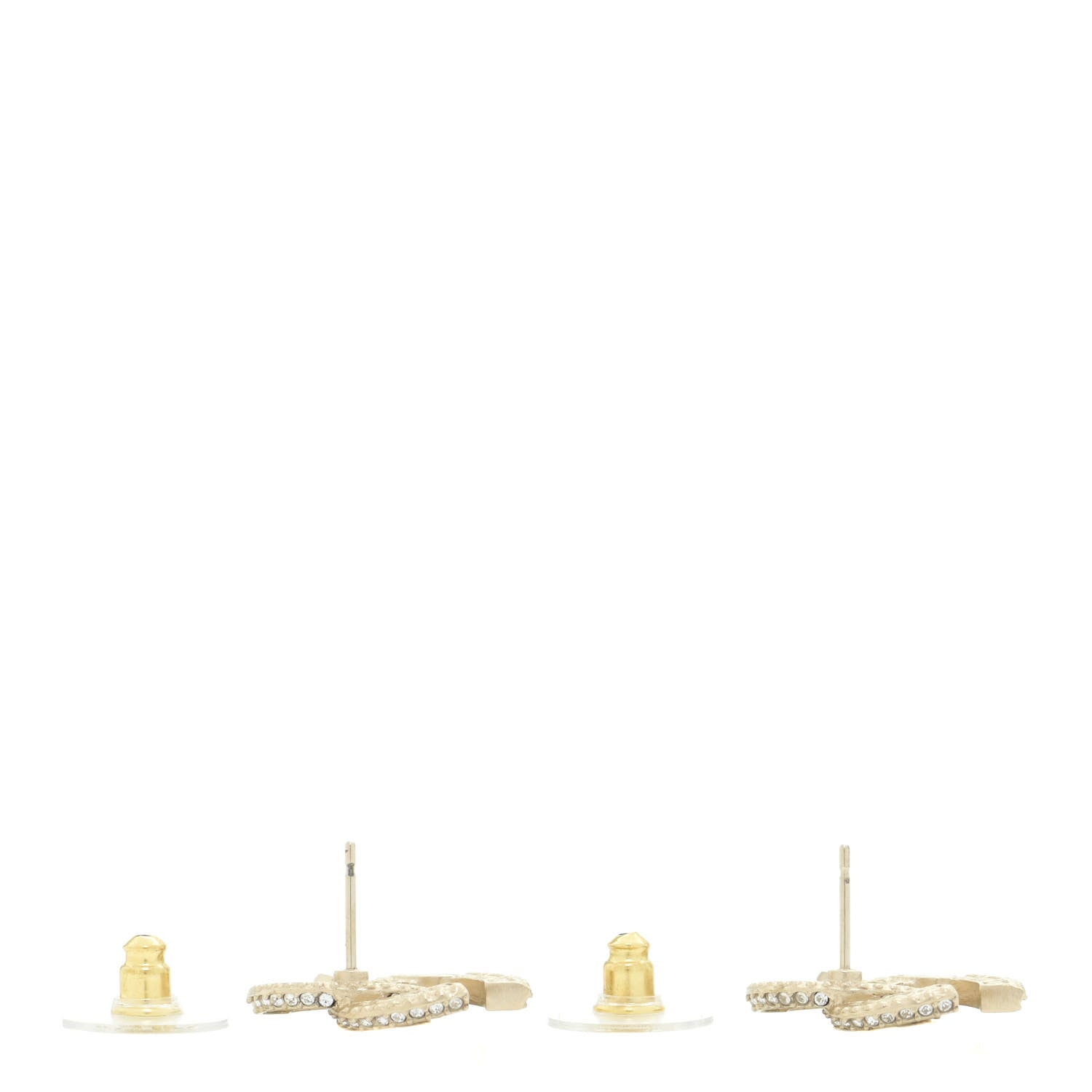 Chanel Crystal Timeless CC Earrings Light Gold 3 of 5