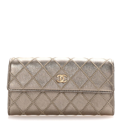 Chanel Metallic Lambskin Quilted Stitch Large Gusset Flap Wallet Gold 1 of 9
