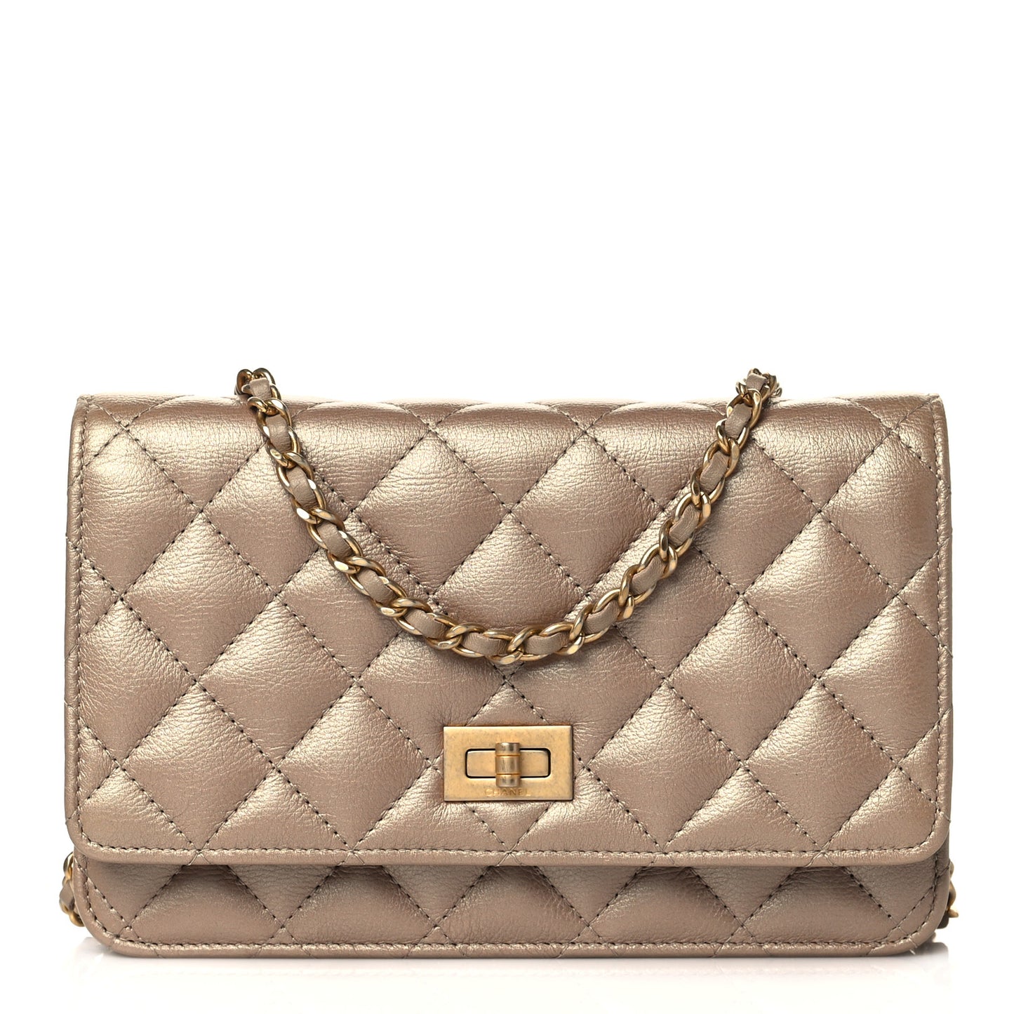 Metallic Aged Calfskin Reissue Wallet On Chain WOC Gold