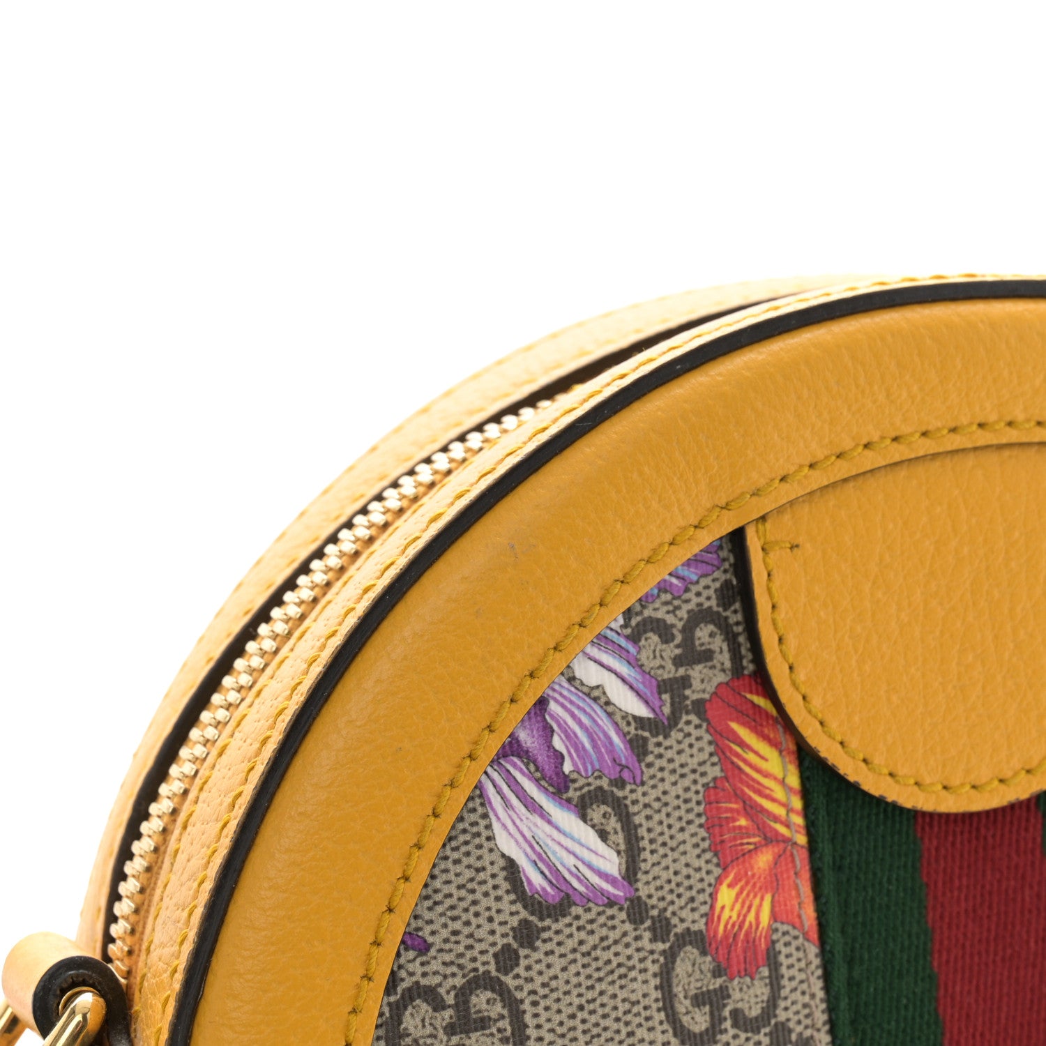 Gucci GG Supreme Monogram Flora Web Mini Ophidia Round Shoulder Bag Beige Multicolor Crop 11 of 11