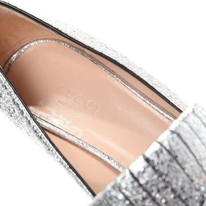 Gucci Galassia GG Marmont Fringe 50mm Loafer Pumps 37 Argento 9 of 12