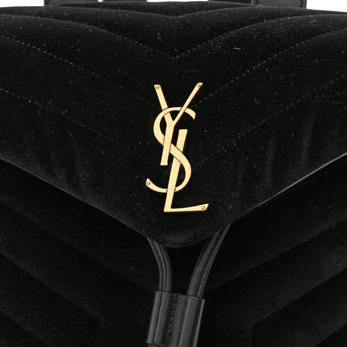 Velvet Y Quilted Monogram Small Loulou Backpack Black