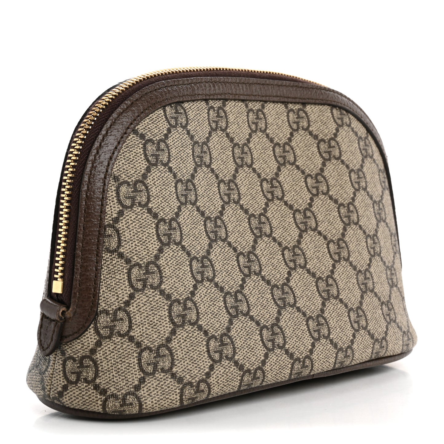 GG Supreme Monogram Textured Calfskin Web Large Ophidia Cosmetic Case Beige Ebony New Acero