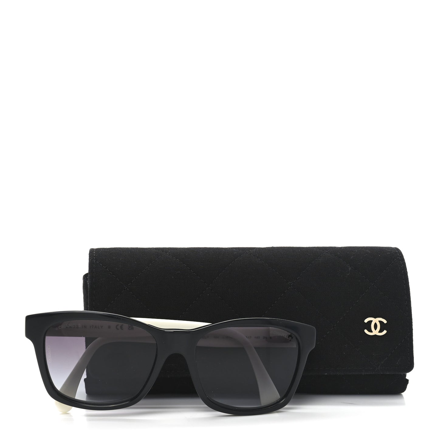 Acetate Quilted CC Square Sunglasses 5484 White Black
