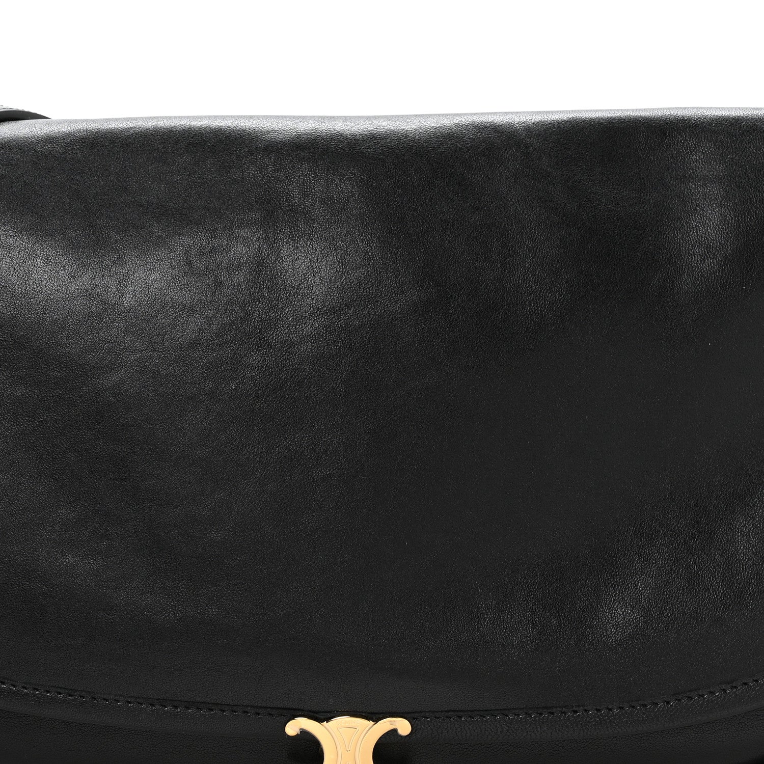 Celine Shiny Lambskin Soft Triomphe Half Moon Bag Black 8 of 10