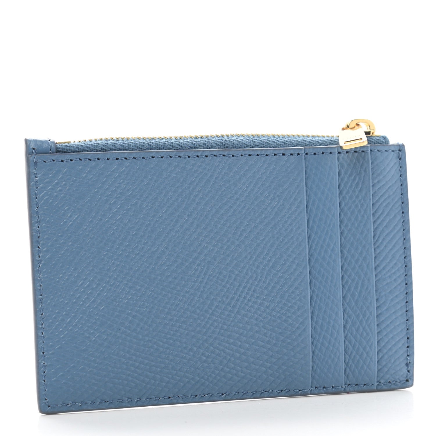 Celine Grained Calfskin Zipped Card Holder Azure 3 of 8