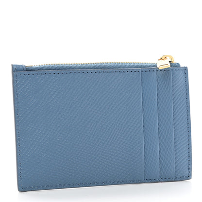 Celine Grained Calfskin Zipped Card Holder Azure 3 of 8