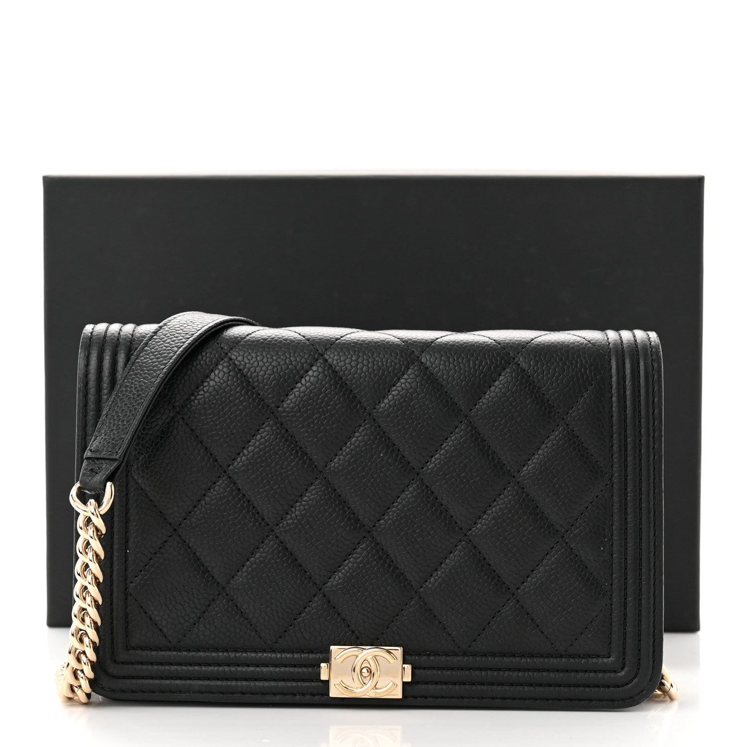 Chanel Caviar Quilted Boy Wallet On Chain WOC Black 13 of 13