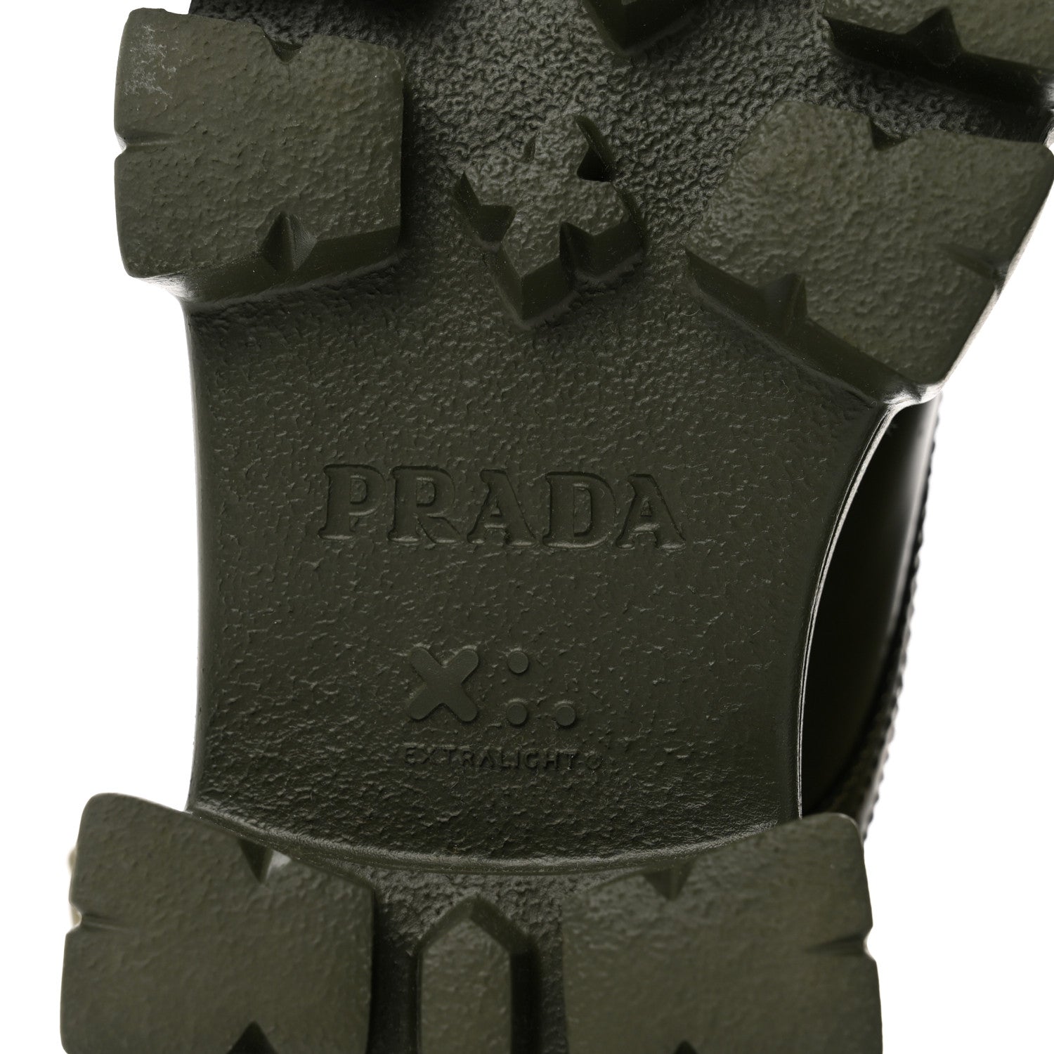 Prada Spazzolato Rois Re-Nylon Metal Triangle Logo Monolith Pouch Pocket 55mm Boots 38.5 Militare 9 of 15