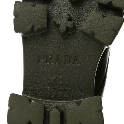 Prada Spazzolato Rois Re-Nylon Metal Triangle Logo Monolith Pouch Pocket 55mm Boots 38.5 Militare 9 of 15