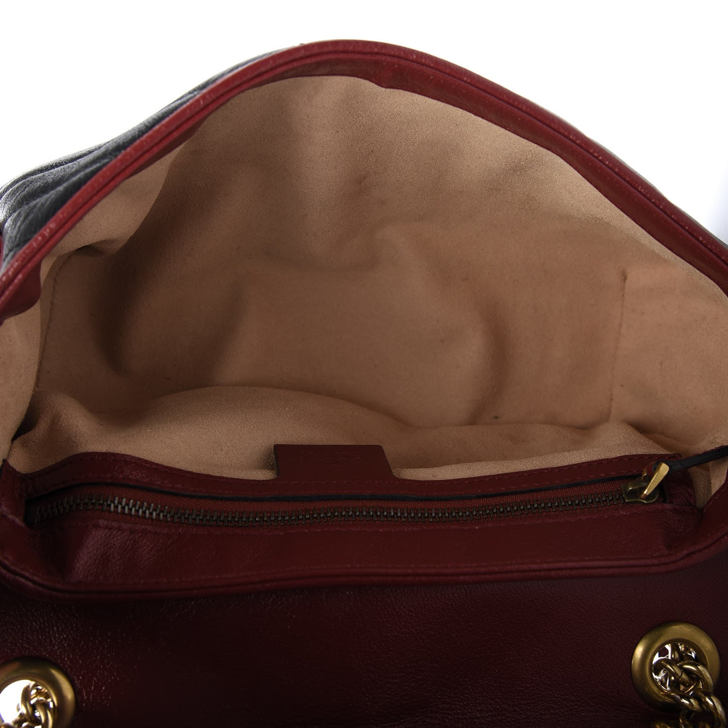 Gucci Vintage Effect Calfskin Matelasse Diagonal Small Torchon GG Marmont Shoulder Bag Black Romantic Cherry 5 of 9