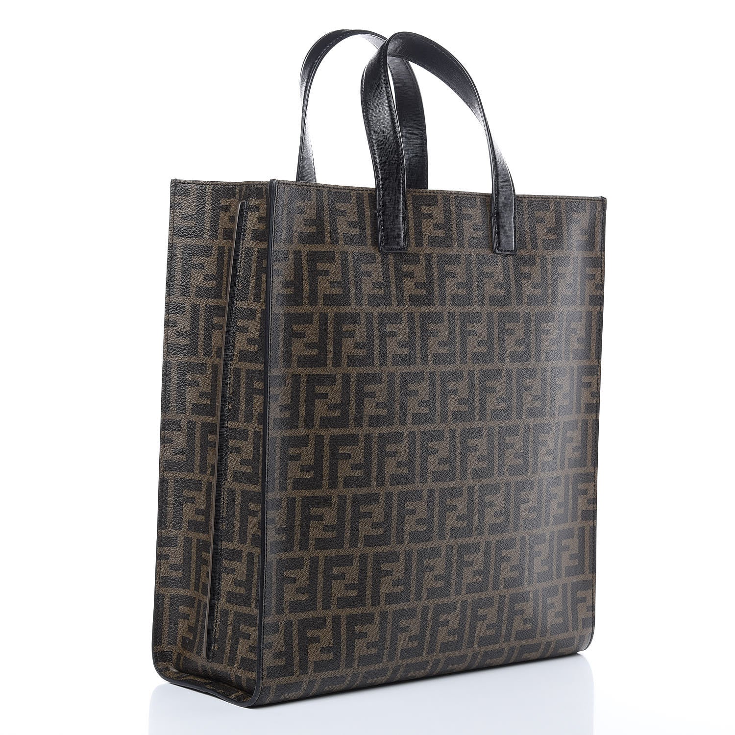 Fendi Zucca Spalmati Vitello Elite Shopping Tote Tobacco Black 3 of 10