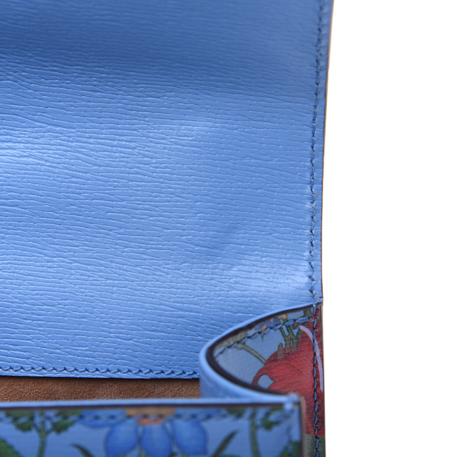 Gucci Shangai Calfskin Web New Flora Mini Sylvie Chain Shoulder Bag Azure 10 of 14