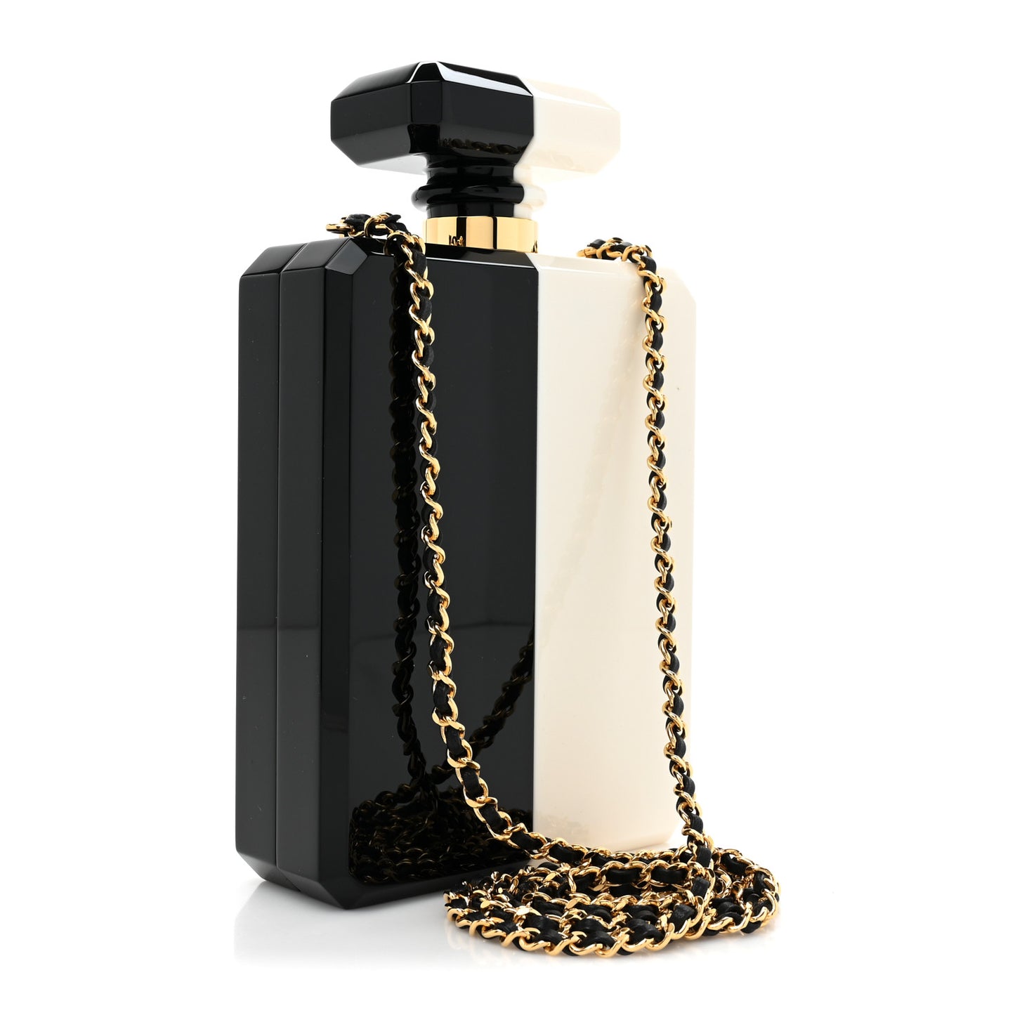 Plexiglass Perfume Bottle Clutch White Black