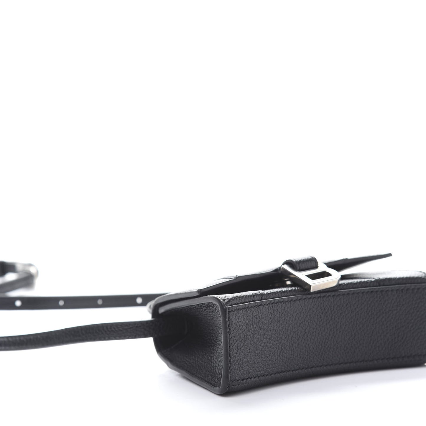 Grained Calfskin Hourglass Top Handle Bag Mini Black