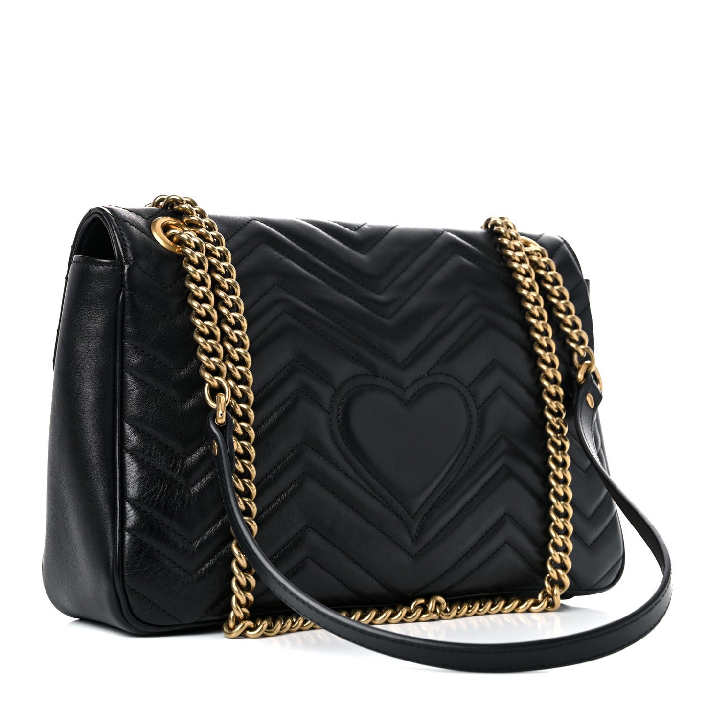 Calfskin Matelasse Medium GG Marmont Shoulder Bag Black