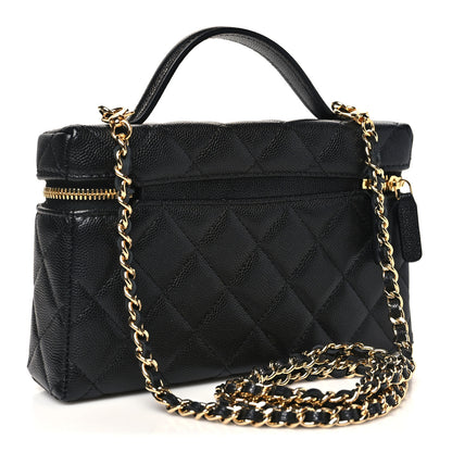 Chanel Caviar Quilted Top Handle Slim Vanity With Chain Black 2 of 9
