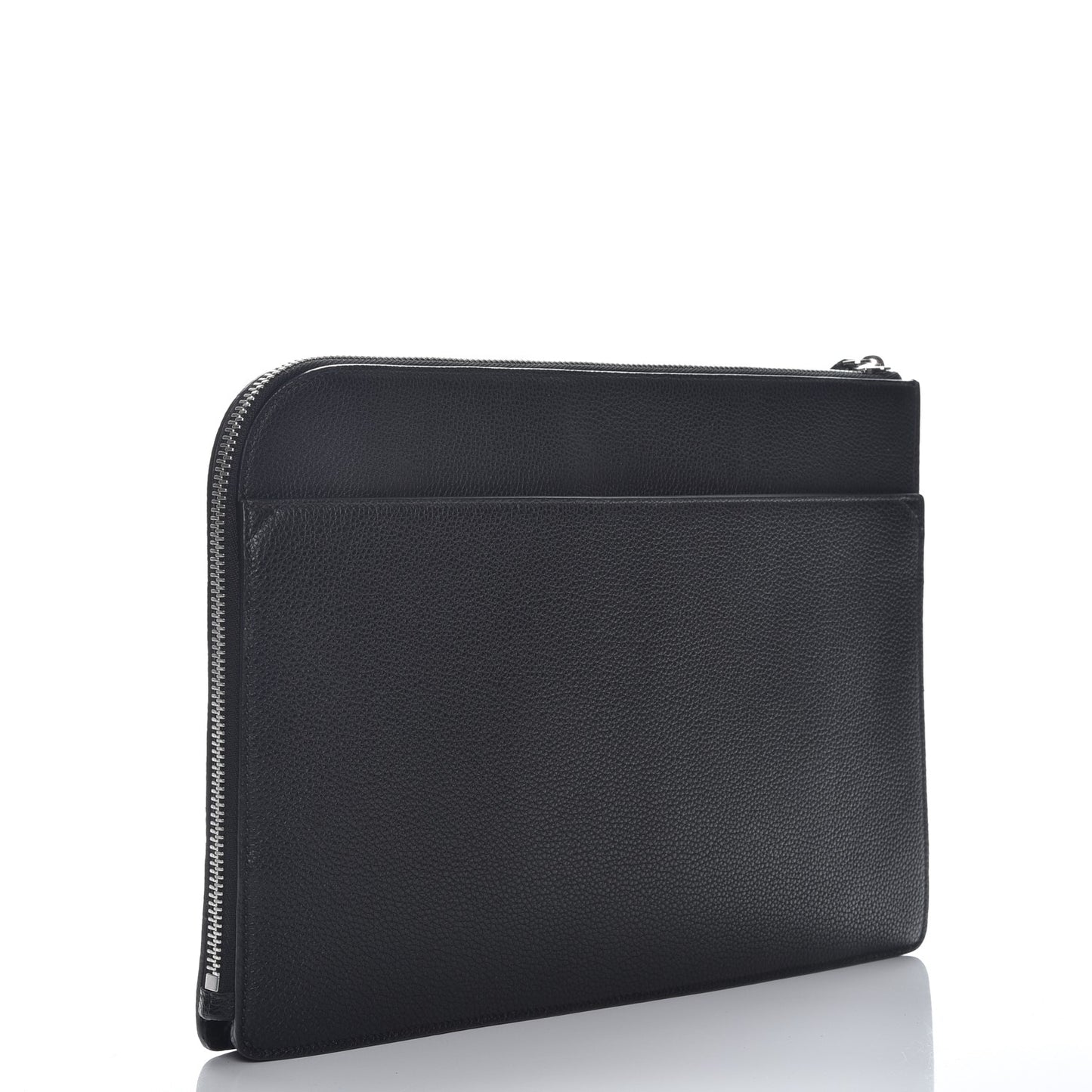 Grained Calfskin Beverly Palm Print Zip Organizer Black