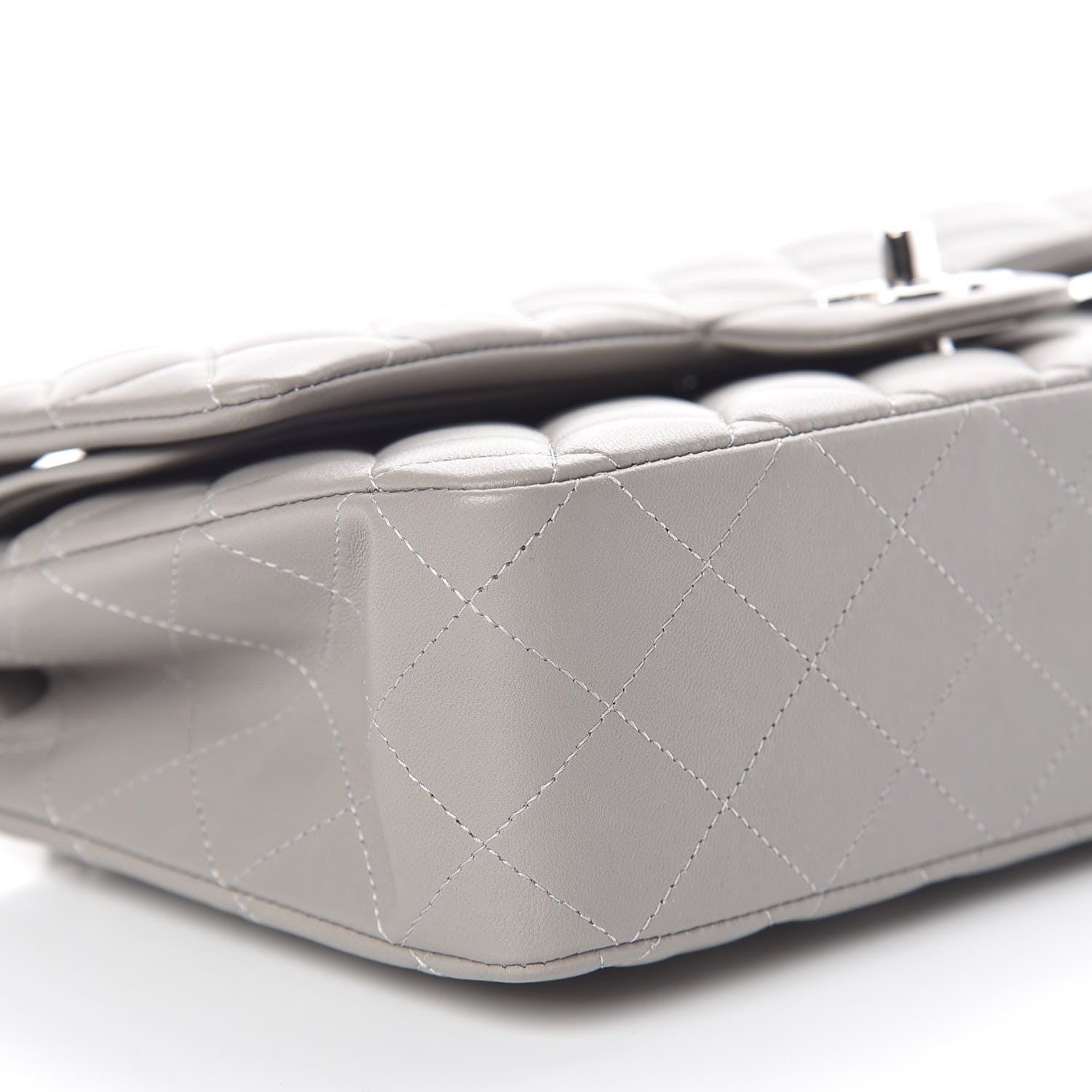 Chanel Lambskin Quilted Medium Double Flap Grey 9 of 21