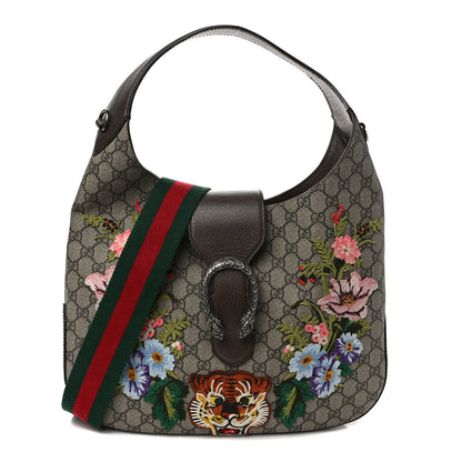 Gucci GG Supreme Monogram Web Embroidered Medium Dionysus Hobo Beige New Acero Multicolor 1 of 9