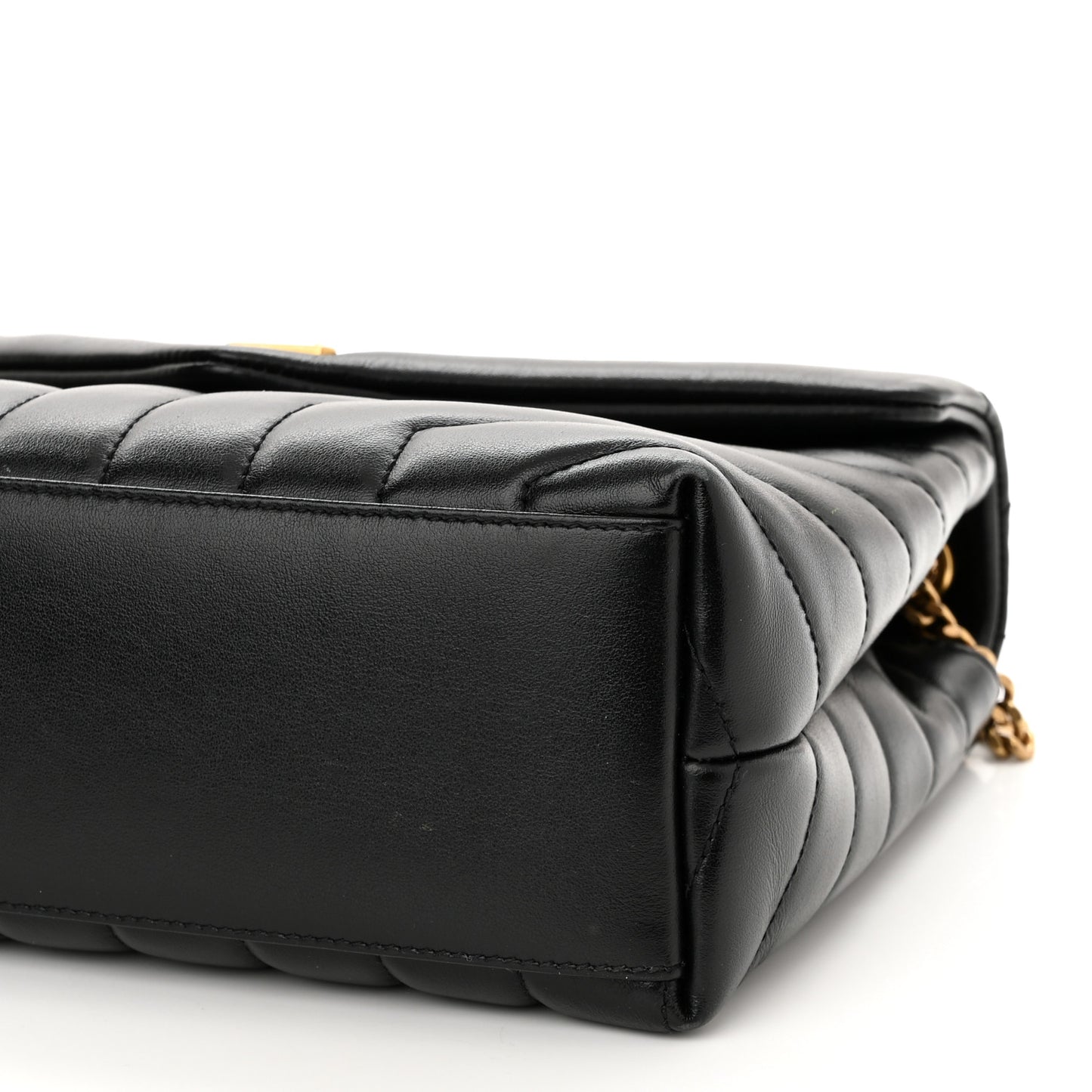 Calfskin Y Quilted Monogram Small Loulou Chain Satchel Black