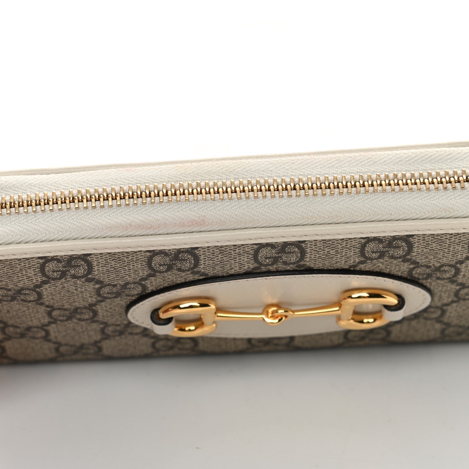 Gucci GG Supreme Monogram Azalea Calfskin Horsebit 1955 Zip Around Wallet Beige Ebony Mystic White 8 of 10