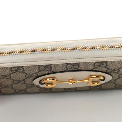 Gucci GG Supreme Monogram Azalea Calfskin Horsebit 1955 Zip Around Wallet Beige Ebony Mystic White 8 of 10