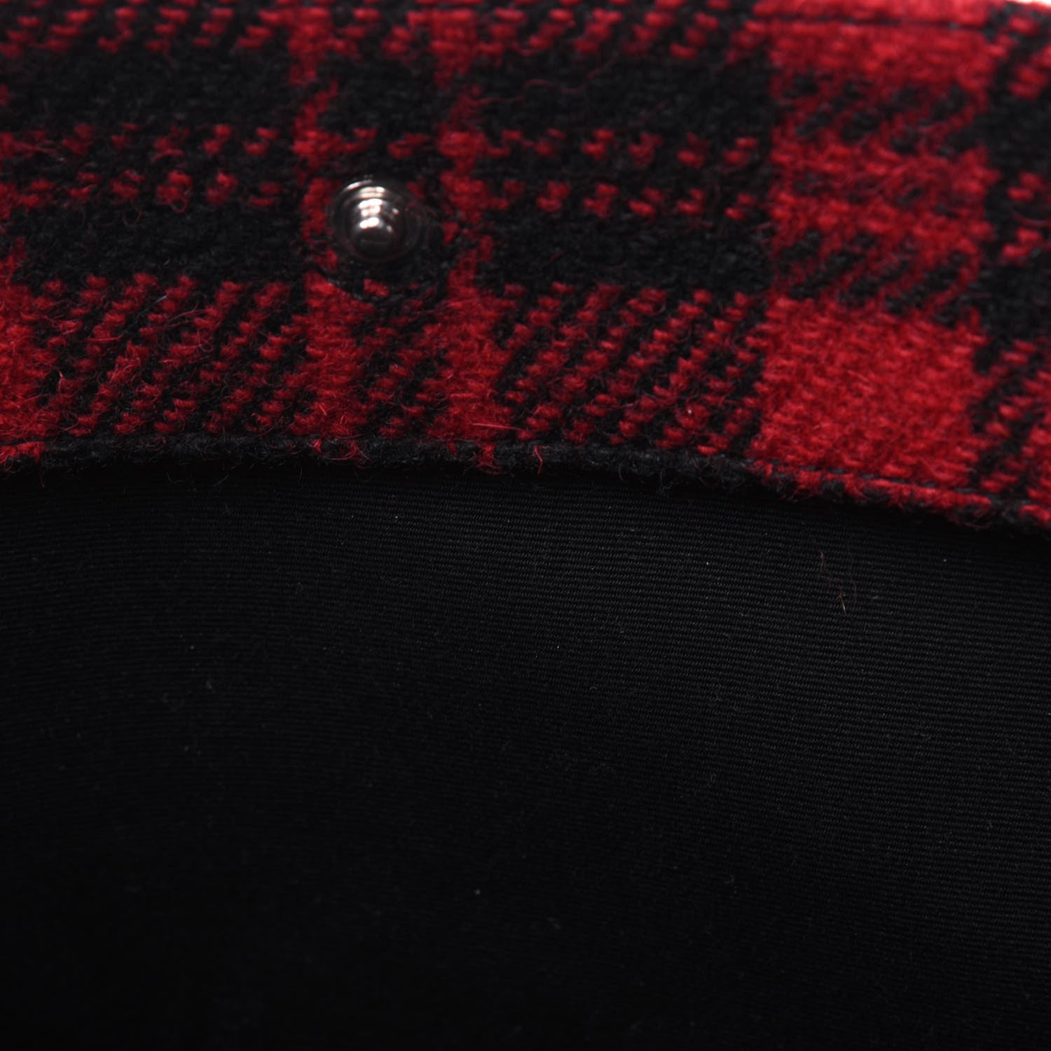 Saint Laurent Wool Tartan Rive Gauche Noe Tote Red Black 9 of 16