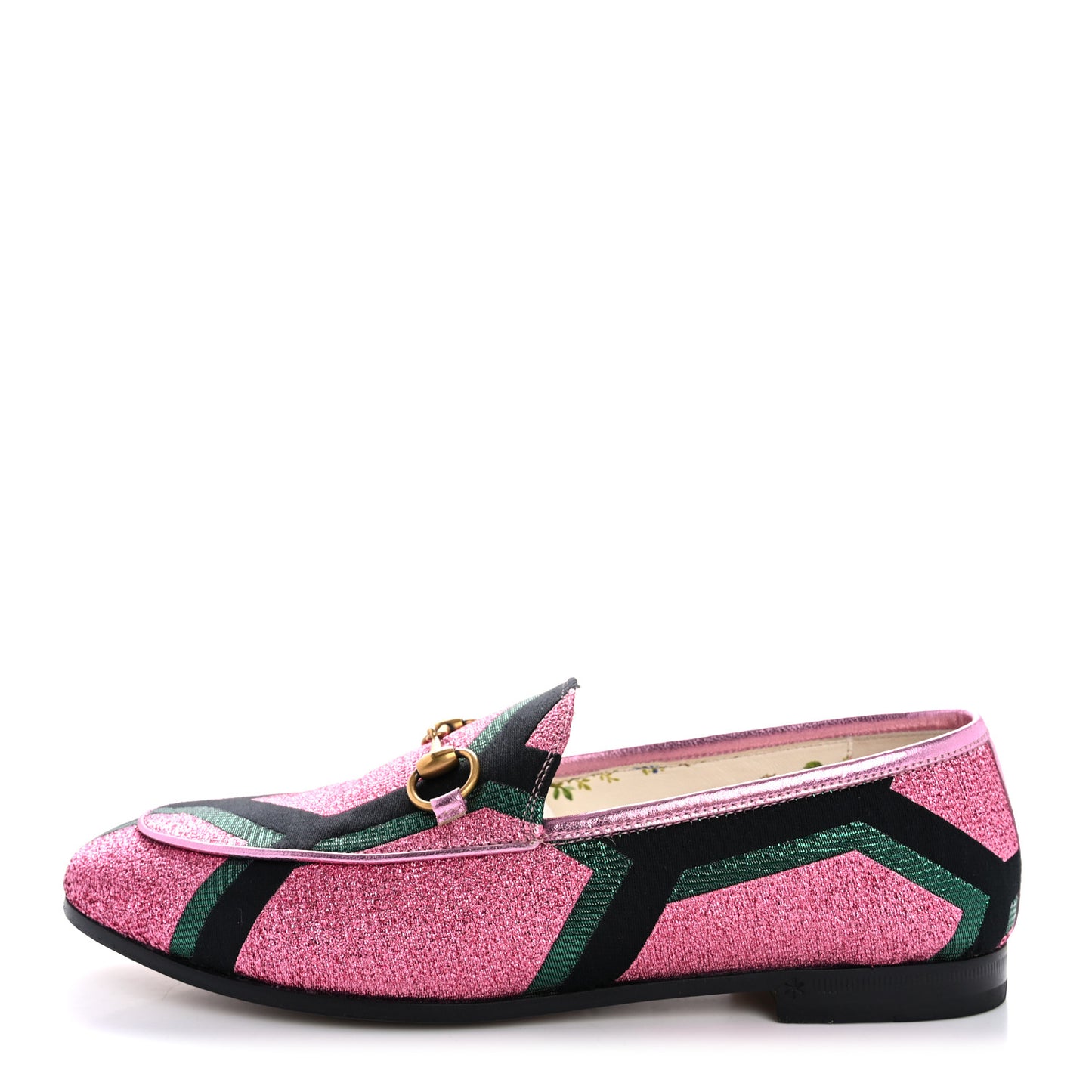 Metallic Jacquard Geometric Horsebit Womens Jordaan Loafers 37 Pink Green Black
