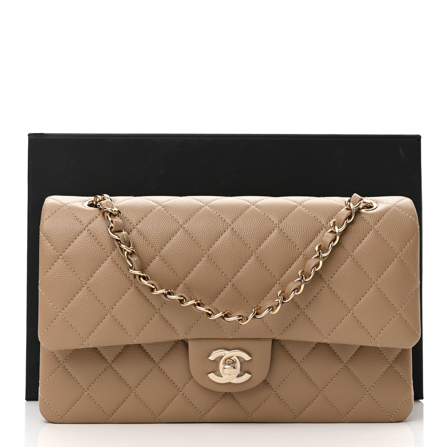Chanel Caviar Quilted Medium Double Flap Beige 10 of 10