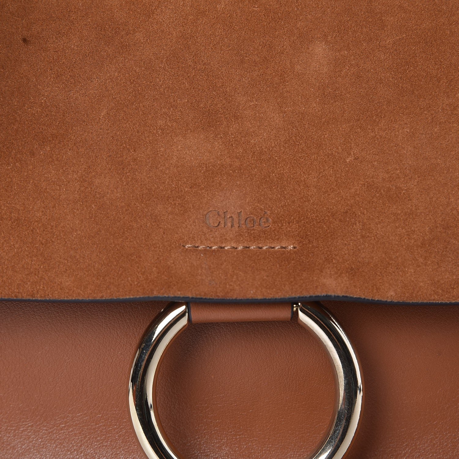 Chloe Suede Calfskin Medium Faye Shoulder Bag Tobacco 8 of 9