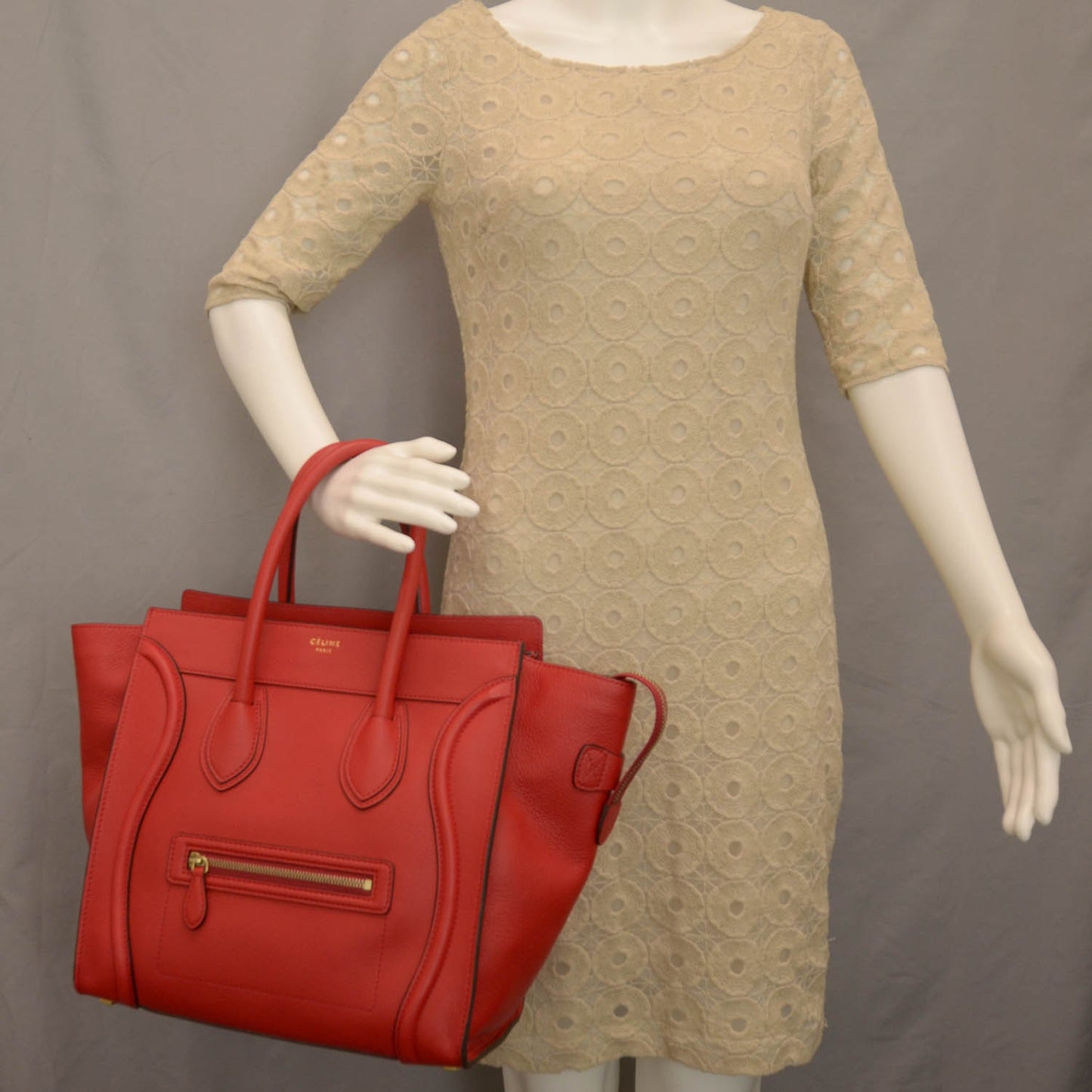 Drummed Calfskin Mini Luggage Coquelicot