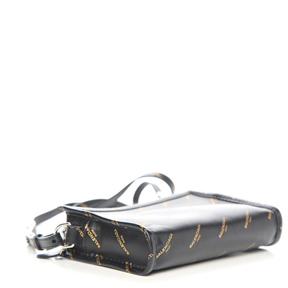 Balenciaga Calfskin Allover Logo Bazar Pochette Crossbody Black Gold 3 of 8