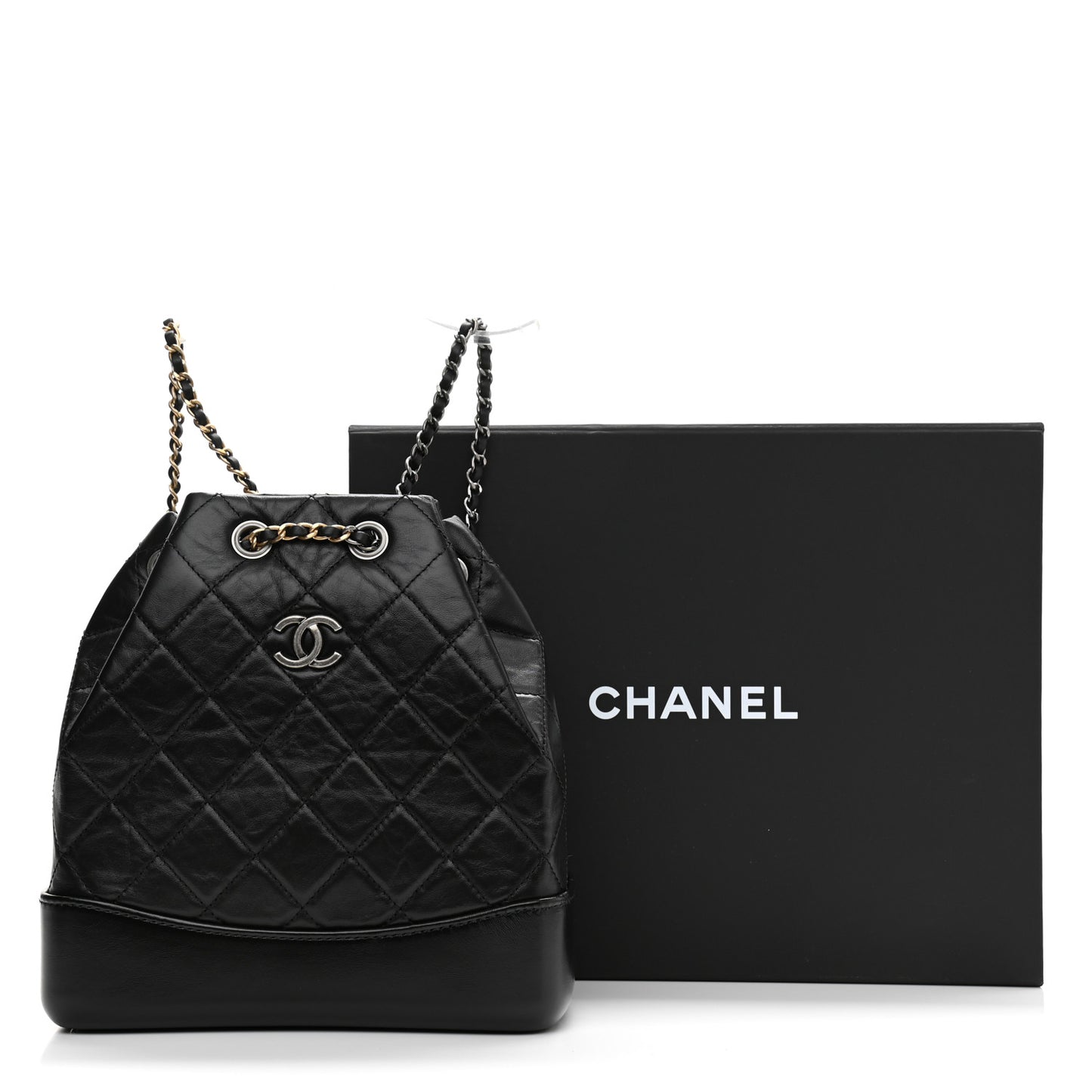 Aged Calfskin Quilted Small Gabrielle Backpack Black