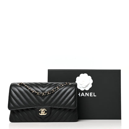 Chanel Caviar Chevron Quilted Medium Double Flap Black 11 of 11