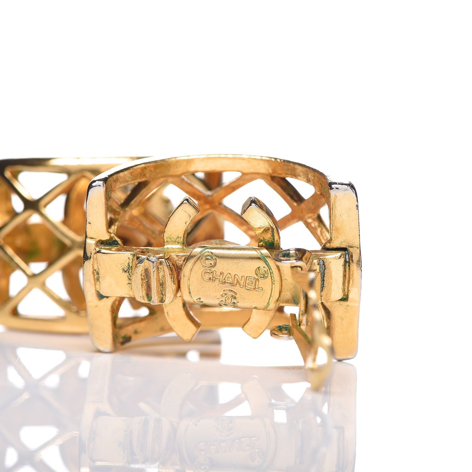 Chanel Quilted Clip On Earrings Gold 4 of 4