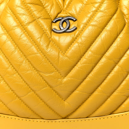 Chanel Aged Calfskin Chevron Quilted Small Gabrielle Backpack Yellow 8 of 11
