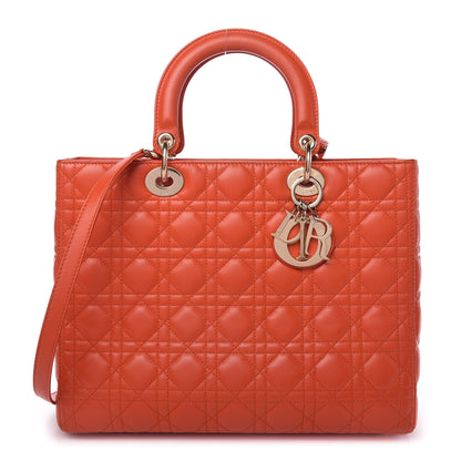 Christian Dior Lambskin Cannage Large Lady Dior Orange 1 of 10