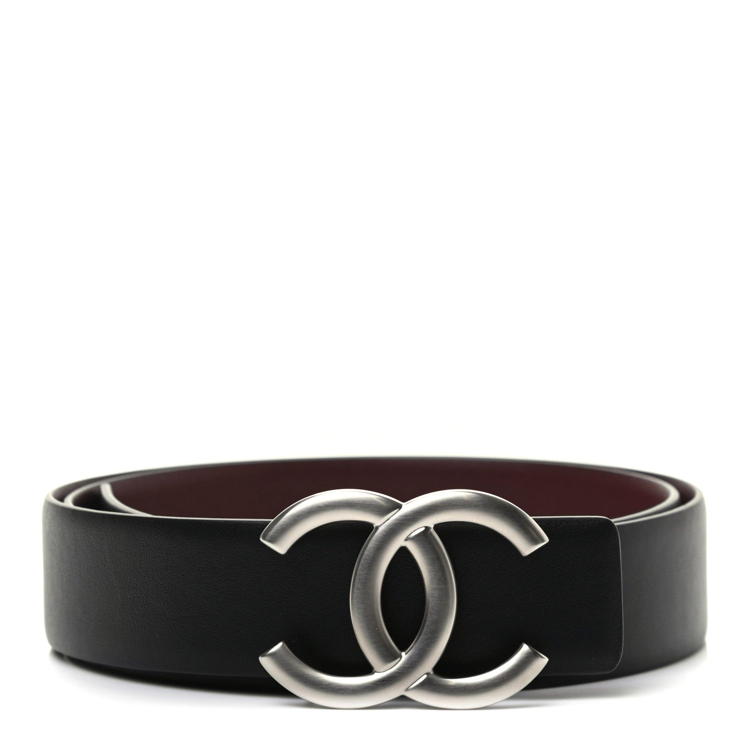 Chanel Calfskin CC Reversible Belt 80 32 Black Burgundy 1 of 5