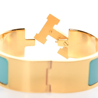 Hermes Enamel Wide Clic Clac H Bracelet PM Bleu Atoll 4 of 6