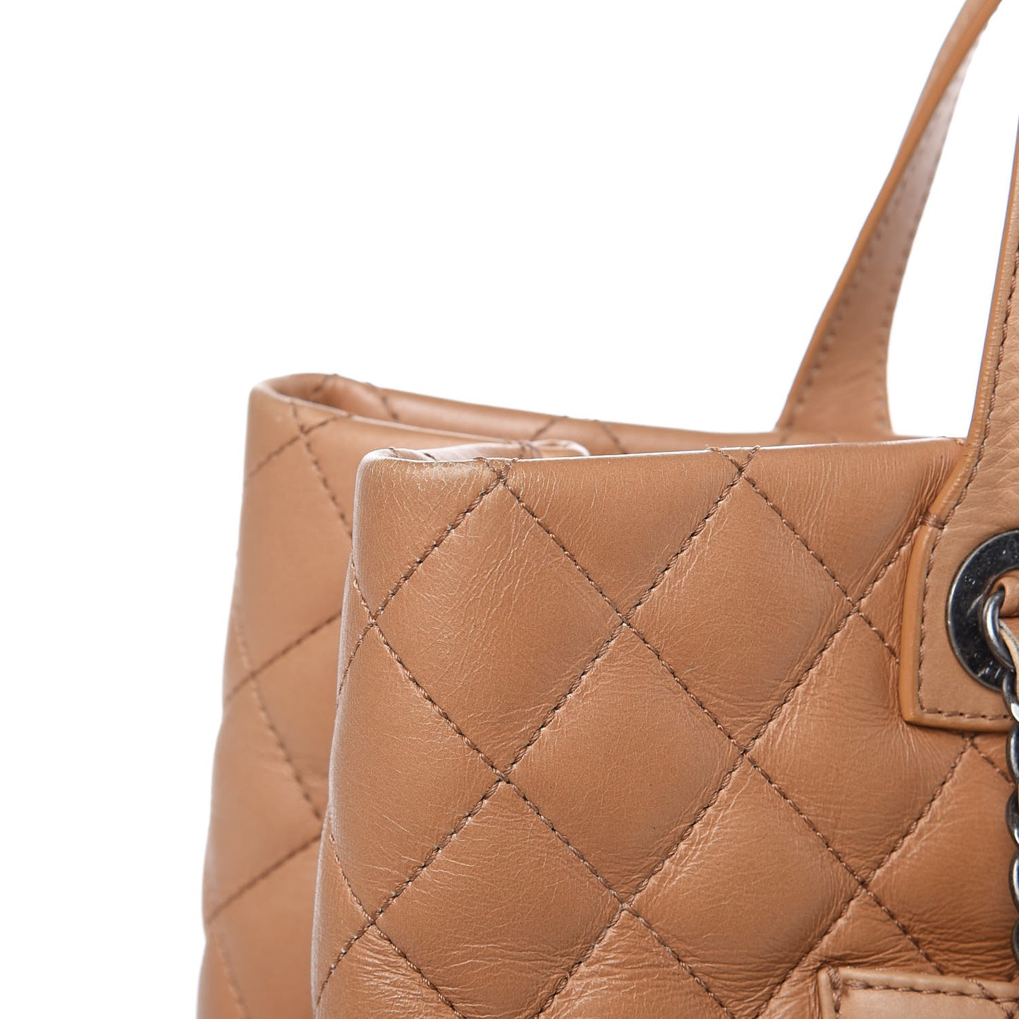 Calfskin Quilted Large Easy Shopping Tote Dark Beige