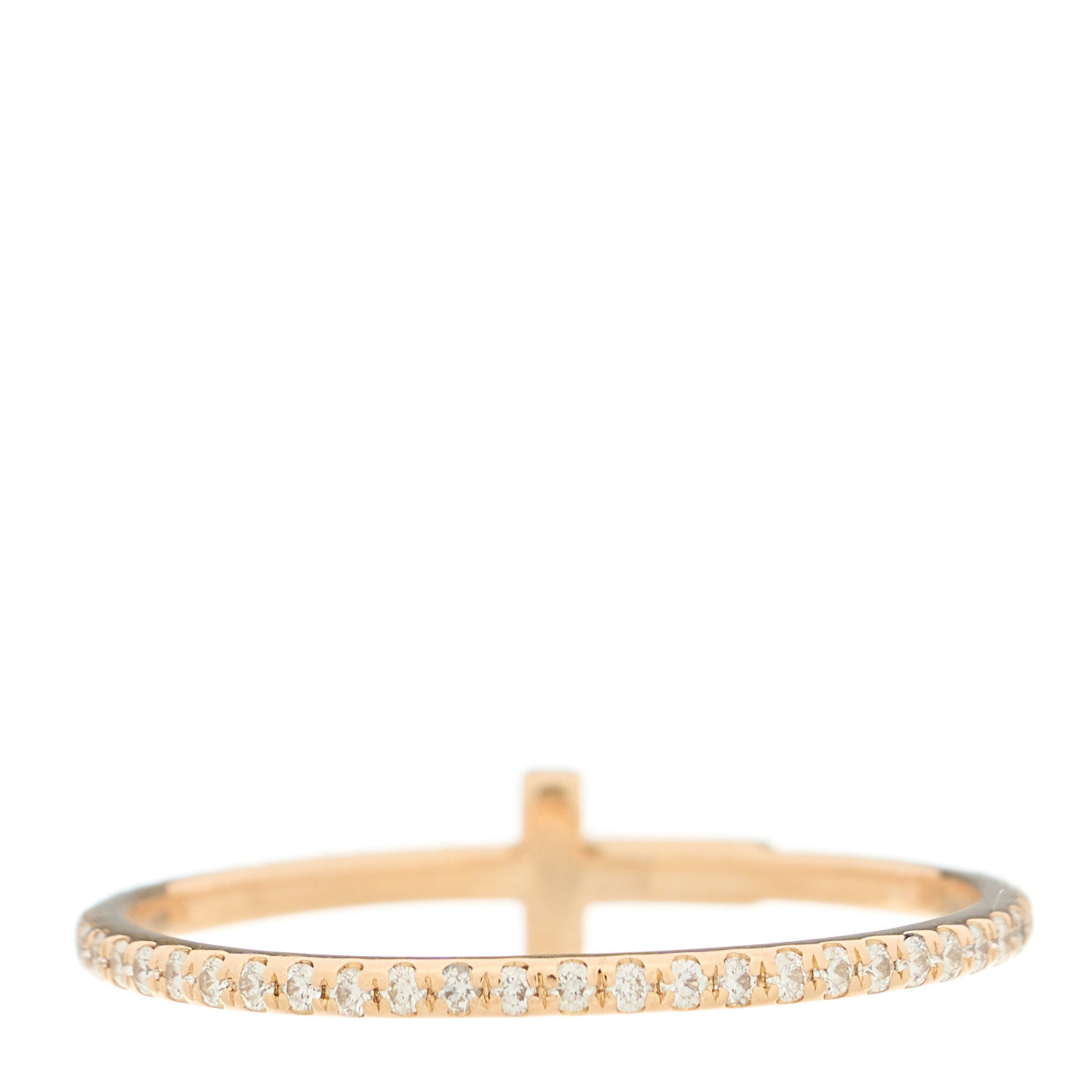 18K Rose Gold Diamond T Wire Pave Ring 59 8.5