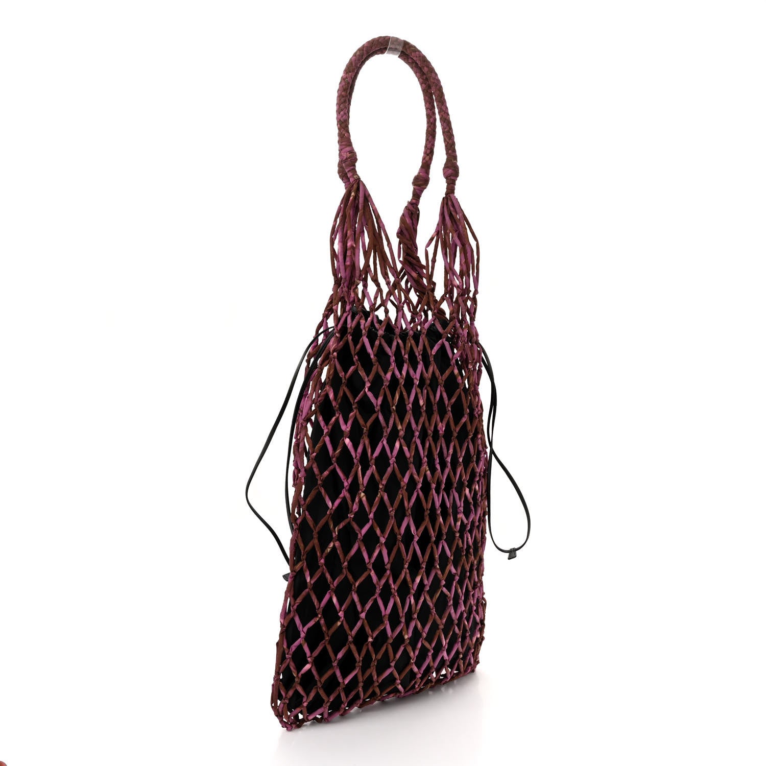 Prada Tessuto Nylon Net Tote Black Pink 3 of 9