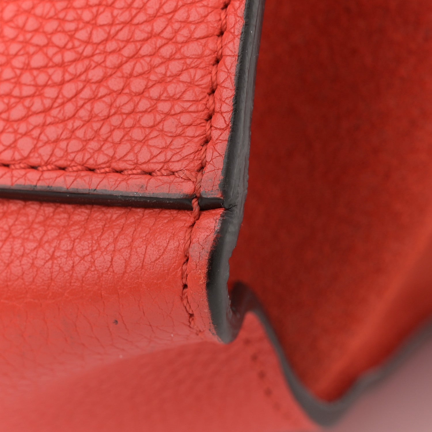 Celine Drummed Calfskin Suede Medium Trapeze Vermillion 12 of 14