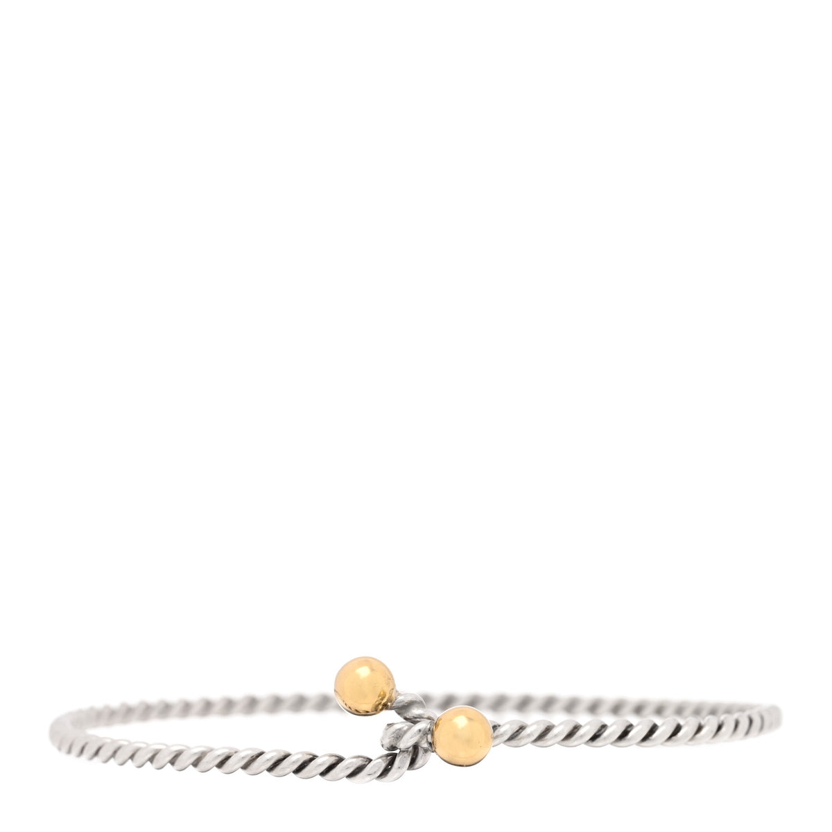 Sterling Silver 18K Yellow Gold Hook Eye Bangle Bracelet