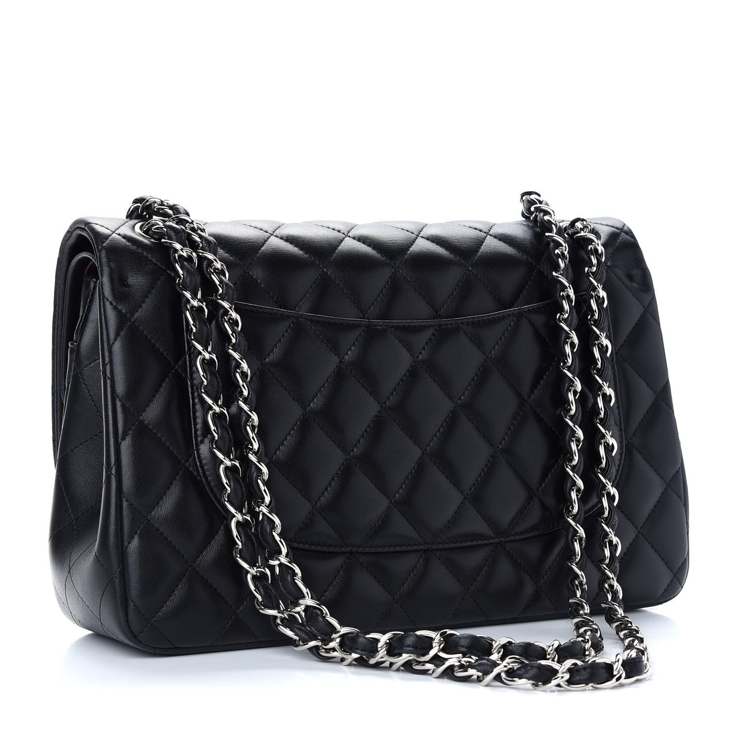 Lambskin Quilted Jumbo Double Flap Black